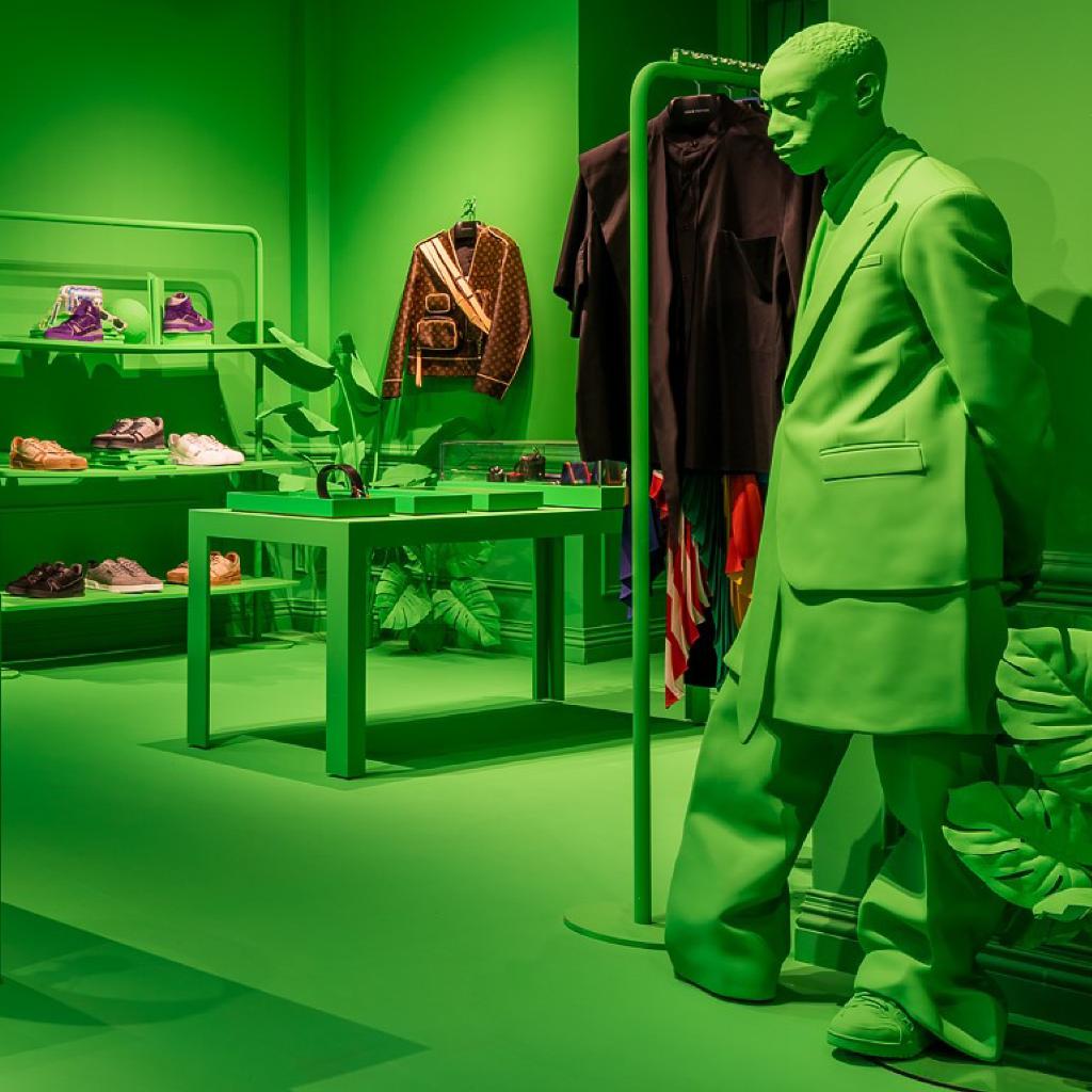 Louis Vuitton and Virgil Abloh Set Up Neon Green Shop in New York