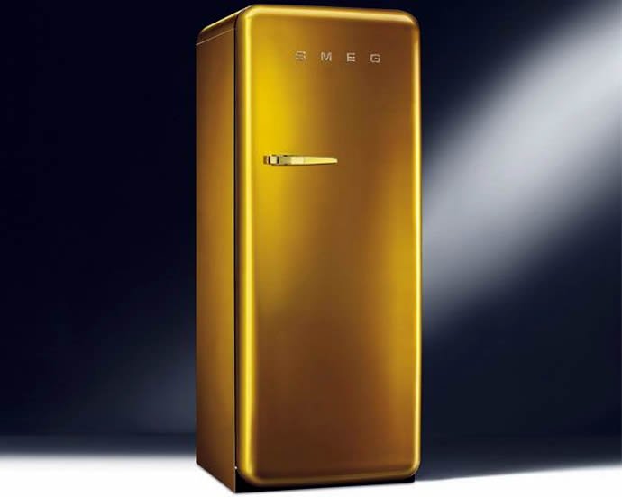 Smeg Gold Retro Fridge Boasts Swarovski Adornments