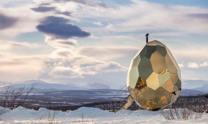 Solar Egg, giant golden egg sauna