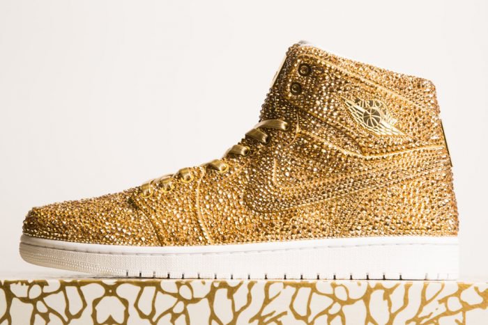 Limited Edition Jordan 1 Mid High Top Sneakers With Swarovski 