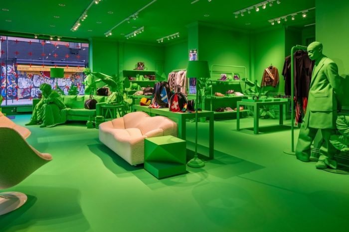 Virgil Abloh and Louis Vuitton colorize every inch of NYC pop-up in neon green | Luxury Retail